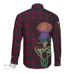 Scottish Lindsay Clan Tartan Crest with Thistle and Scotland Map Tartan Long Sleeve Shirt Scottish Plaid Tartan Plaid - ScotsTee - scotstee.com