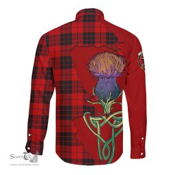 Scottish MacLeod of Raasay Clan Tartan Crest with Thistle and Scotland Map Tartan Long Sleeve Shirt Scottish Plaid Tartan Plaid - ScotsTee - scotstee.com