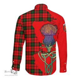 Scottish Kerr Modern Clan Tartan Crest with Thistle and Scotland Map Tartan Long Sleeve Shirt Scottish Plaid Tartan Plaid - ScotsTee - scotstee.com