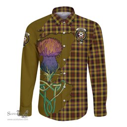 Scottish Jardine Clan Tartan Crest with Thistle and Scotland Map Tartan Long Sleeve Shirt Scottish Plaid Tartan Plaid - ScotsTee - scotstee.com