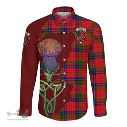 Scottish MacNicol of Scorrybreac Clan Tartan Crest with Thistle and Scotland Map Tartan Long Sleeve Shirt Scottish Plaid Tartan Plaid - ScotsTee - scotstee.com