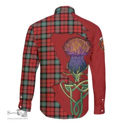 Scottish Kerr Ancient Clan Tartan Crest with Thistle and Scotland Map Tartan Long Sleeve Shirt Scottish Plaid Tartan Plaid - ScotsTee - scotstee.com