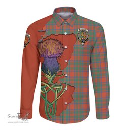 Scottish MacKintosh Ancient Clan Tartan Crest with Thistle and Scotland Map Tartan Long Sleeve Shirt Scottish Plaid Tartan Plaid - ScotsTee - scotstee.com