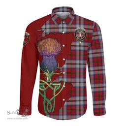 Scottish MacCulloch Dress Clan Tartan Crest with Thistle and Scotland Map Tartan Long Sleeve Shirt Scottish Plaid Tartan Plaid - ScotsTee - scotstee.com
