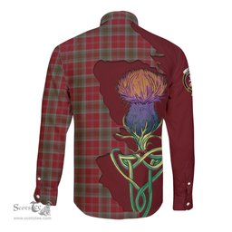 Scottish Lindsay Weathered Clan Tartan Crest with Thistle and Scotland Map Tartan Long Sleeve Shirt Scottish Plaid Tartan Plaid - ScotsTee - scotstee.com