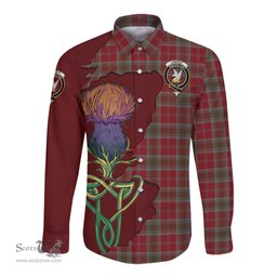 Scottish Lindsay Weathered Clan Tartan Crest with Thistle and Scotland Map Tartan Long Sleeve Shirt Scottish Plaid Tartan Plaid - ScotsTee - scotstee.com