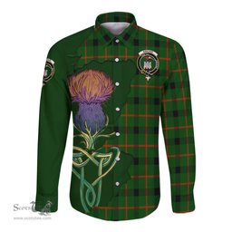Scottish Kincaid Modern Clan Tartan Crest with Thistle and Scotland Map Tartan Long Sleeve Shirt Scottish Plaid Tartan Plaid - ScotsTee - scotstee.com