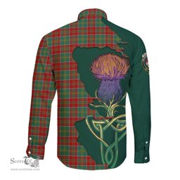 Scottish MacDonald of Kingsburgh Clan Tartan Crest with Thistle and Scotland Map Tartan Long Sleeve Shirt Scottish Plaid Tartan Plaid - ScotsTee - scotstee.com