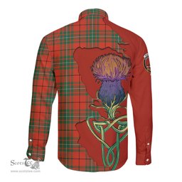 Scottish MacAulay Ancient Clan Tartan Crest with Thistle and Scotland Map Tartan Long Sleeve Shirt Scottish Plaid Tartan Plaid - ScotsTee - scotstee.com