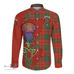 Scottish MacAulay Ancient Clan Tartan Crest with Thistle and Scotland Map Tartan Long Sleeve Shirt Scottish Plaid Tartan Plaid - ScotsTee - scotstee.com