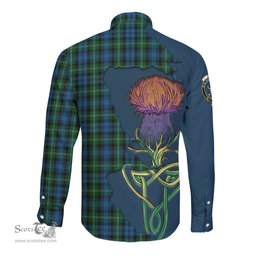 Scottish Lyon Clan Tartan Crest with Thistle and Scotland Map Tartan Long Sleeve Shirt Scottish Plaid Tartan Plaid - ScotsTee - scotstee.com