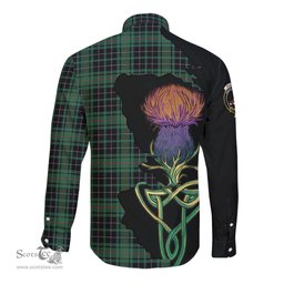 Scottish MacAulay Hunting Ancient Clan Tartan Crest with Thistle and Scotland Map Tartan Long Sleeve Shirt Scottish Plaid Tartan Plaid - ScotsTee - scotstee.com