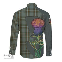 Scottish Kelly Dress Clan Tartan Crest with Thistle and Scotland Map Tartan Long Sleeve Shirt Scottish Plaid Tartan Plaid - ScotsTee - scotstee.com