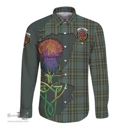 Scottish Kelly Dress Clan Tartan Crest with Thistle and Scotland Map Tartan Long Sleeve Shirt Scottish Plaid Tartan Plaid - ScotsTee - scotstee.com
