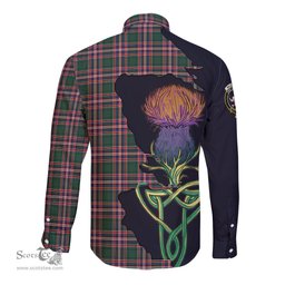 Scottish MacFarlane Hunting Modern Clan Tartan Crest with Thistle and Scotland Map Tartan Long Sleeve Shirt Scottish Plaid Tartan Plaid - ScotsTee - scotstee.com