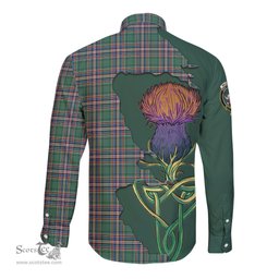 Scottish MacFarlane Hunting Ancient Clan Tartan Crest with Thistle and Scotland Map Tartan Long Sleeve Shirt Scottish Plaid Tartan Plaid - ScotsTee - scotstee.com
