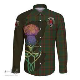 Scottish Macnaughton Hunting Clan Tartan Crest with Thistle and Scotland Map Tartan Long Sleeve Shirt Scottish Plaid Tartan Plaid - ScotsTee - scotstee.com