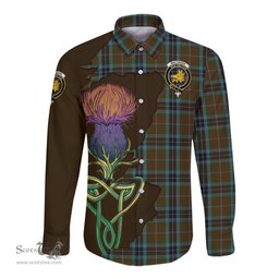 Scottish MacTavish Hunting Clan Tartan Crest with Thistle and Scotland Map Tartan Long Sleeve Shirt Scottish Plaid Tartan Plaid - ScotsTee - scotstee.com