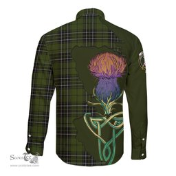 Scottish MacLean Hunting Clan Tartan Crest with Thistle and Scotland Map Tartan Long Sleeve Shirt Scottish Plaid Tartan Plaid - ScotsTee - scotstee.com