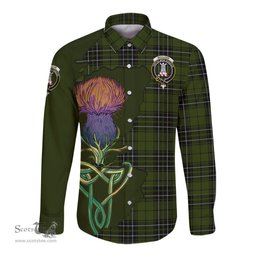 Scottish MacLean Hunting Clan Tartan Crest with Thistle and Scotland Map Tartan Long Sleeve Shirt Scottish Plaid Tartan Plaid - ScotsTee - scotstee.com
