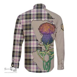 Scottish MacPherson Dress Ancient Clan Tartan Crest with Thistle and Scotland Map Tartan Long Sleeve Shirt Scottish Plaid Tartan Plaid - ScotsTee - scotstee.com