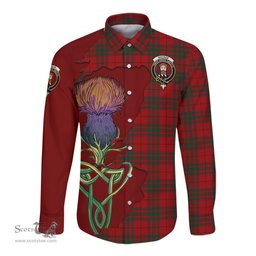 Scottish MacNab Clan Tartan Crest with Thistle and Scotland Map Tartan Long Sleeve Shirt Scottish Plaid Tartan Plaid - ScotsTee - scotstee.com