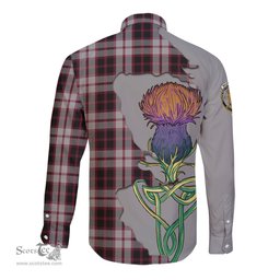 Scottish MacPherson Clan Tartan Crest with Thistle and Scotland Map Tartan Long Sleeve Shirt Scottish Plaid Tartan Plaid - ScotsTee - scotstee.com