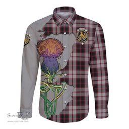 Scottish MacPherson Clan Tartan Crest with Thistle and Scotland Map Tartan Long Sleeve Shirt Scottish Plaid Tartan Plaid - ScotsTee - scotstee.com