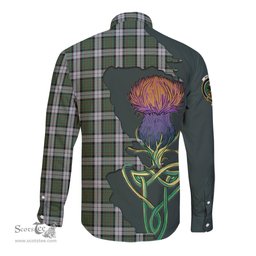 Scottish MacLaren Dress Clan Tartan Crest with Thistle and Scotland Map Tartan Long Sleeve Shirt Scottish Plaid Tartan Plaid - ScotsTee - scotstee.com