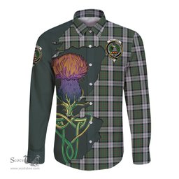 Scottish MacLaren Dress Clan Tartan Crest with Thistle and Scotland Map Tartan Long Sleeve Shirt Scottish Plaid Tartan Plaid - ScotsTee - scotstee.com