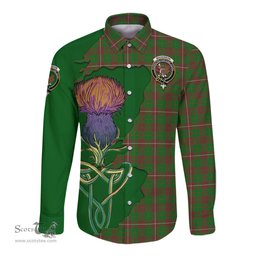 Scottish MacKinnon Hunting Modern Clan Tartan Crest with Thistle and Scotland Map Tartan Long Sleeve Shirt Scottish Plaid Tartan Plaid - ScotsTee - scotstee.com