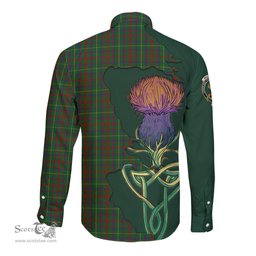 Scottish MacKintosh Hunting Clan Tartan Crest with Thistle and Scotland Map Tartan Long Sleeve Shirt Scottish Plaid Tartan Plaid - ScotsTee - scotstee.com