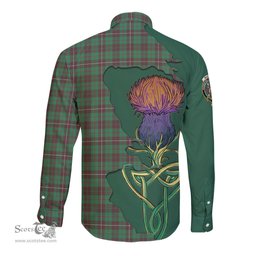 Scottish MacKinnon Hunting Ancient Clan Tartan Crest with Thistle and Scotland Map Tartan Long Sleeve Shirt Scottish Plaid Tartan Plaid - ScotsTee - scotstee.com