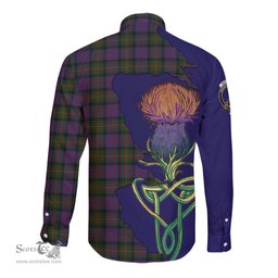 Scottish MacDonell of Glengarry Clan Tartan Crest with Thistle and Scotland Map Tartan Long Sleeve Shirt Scottish Plaid Tartan Plaid - ScotsTee - scotstee.com