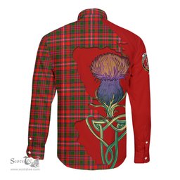 Scottish MacKinnon Modern Clan Tartan Crest with Thistle and Scotland Map Tartan Long Sleeve Shirt Scottish Plaid Tartan Plaid - ScotsTee - scotstee.com