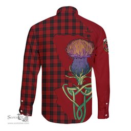 Scottish MacLeod Black and Red Clan Tartan Crest with Thistle and Scotland Map Tartan Long Sleeve Shirt Scottish Plaid Tartan Plaid - ScotsTee - scotstee.com