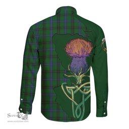Scottish MacKendrick Clan Tartan Crest with Thistle and Scotland Map Tartan Long Sleeve Shirt Scottish Plaid Tartan Plaid - ScotsTee - scotstee.com