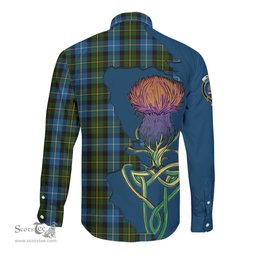 Scottish MacNeil of Barra Clan Tartan Crest with Thistle and Scotland Map Tartan Long Sleeve Shirt Scottish Plaid Tartan Plaid - ScotsTee - scotstee.com