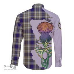 Scottish Livingston Dress Clan Tartan Crest with Thistle and Scotland Map Tartan Long Sleeve Shirt Scottish Plaid Tartan Plaid - ScotsTee - scotstee.com