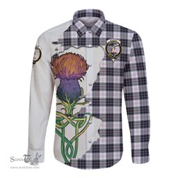 Scottish MacRae Dress Modern Clan Tartan Crest with Thistle and Scotland Map Tartan Long Sleeve Shirt Scottish Plaid Tartan Plaid - ScotsTee - scotstee.com