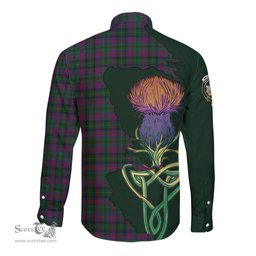 Scottish MacLachlan Hunting Clan Tartan Crest with Thistle and Scotland Map Tartan Long Sleeve Shirt Scottish Plaid Tartan Plaid - ScotsTee - scotstee.com