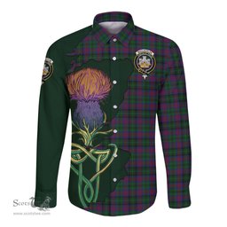 Scottish MacLachlan Hunting Clan Tartan Crest with Thistle and Scotland Map Tartan Long Sleeve Shirt Scottish Plaid Tartan Plaid - ScotsTee - scotstee.com