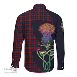 Scottish MacLachlan Clan Tartan Crest with Thistle and Scotland Map Tartan Long Sleeve Shirt Scottish Plaid Tartan Plaid - ScotsTee - scotstee.com
