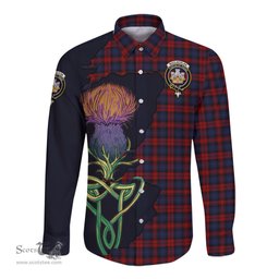 Scottish MacLachlan Clan Tartan Crest with Thistle and Scotland Map Tartan Long Sleeve Shirt Scottish Plaid Tartan Plaid - ScotsTee - scotstee.com