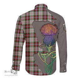 Scottish MacLean Dress Clan Tartan Crest with Thistle and Scotland Map Tartan Long Sleeve Shirt Scottish Plaid Tartan Plaid - ScotsTee - scotstee.com