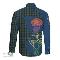 Scottish MacKenzie Clan Tartan Crest with Thistle and Scotland Map Tartan Long Sleeve Shirt Scottish Plaid Tartan Plaid - ScotsTee - scotstee.com