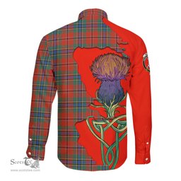 Scottish MacLean of Duart Ancient Clan Tartan Crest with Thistle and Scotland Map Tartan Long Sleeve Shirt Scottish Plaid Tartan Plaid - ScotsTee - scotstee.com