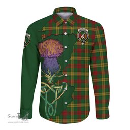 Scottish MacMillan Society of Glasgow Clan Tartan Crest with Thistle and Scotland Map Tartan Long Sleeve Shirt Scottish Plaid Tartan Plaid - ScotsTee - scotstee.com