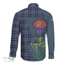 Scottish MacRaes of America Clan Tartan Crest with Thistle and Scotland Map Tartan Long Sleeve Shirt Scottish Plaid Tartan Plaid - ScotsTee - scotstee.com