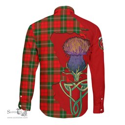 Scottish Lennox Modern Clan Tartan Crest with Thistle and Scotland Map Tartan Long Sleeve Shirt Scottish Plaid Tartan Plaid - ScotsTee - scotstee.com